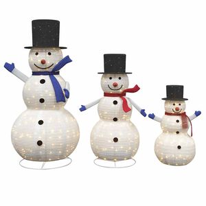 vidaXL Julsn&ouml;gubbsfamilj 3 st Varmvit 55 x 122 cm tyg 270 LED-lampor