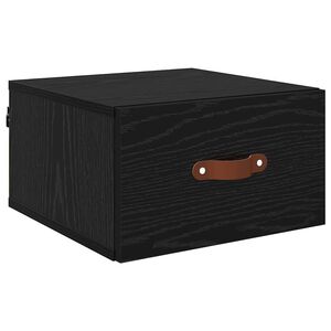 vidaXL V&auml;ggmonterad s&auml;nggavel Svart Ek 35 x 35 x 20 cm Konstruerat tr&auml;