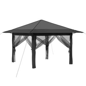 vidaXL Paviljong med 4 sidov&auml;ggar Ljusgr&aring; och antracit