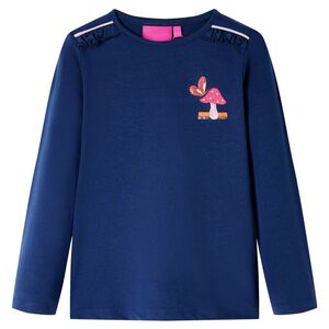 vidaXL T-shirt med l&aring;nga &auml;rmar f&ouml;r barn marinbl&aring; 104