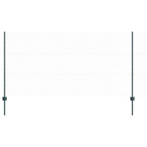 vidaXL Sexkantigt staket med stolpe 25 x 1,2 m PVC-belagda st&aring;l Gr&ouml;n