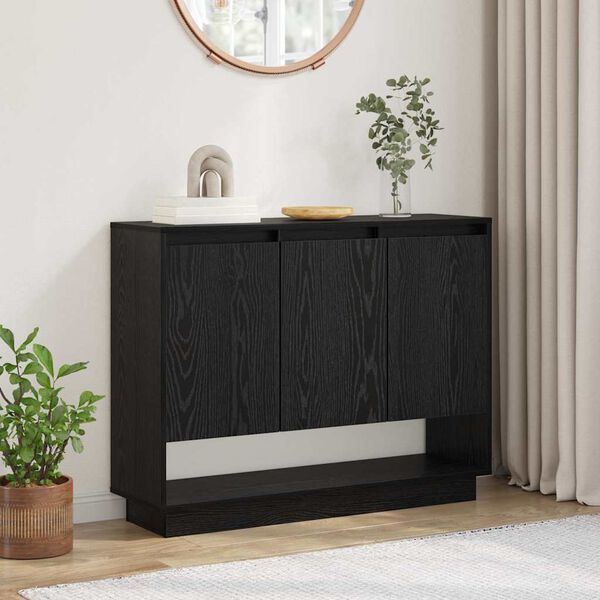 vidaXL Sideboard Svart Ek 97 x 29 x 75 cm Konstruerat trä