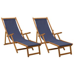 vidaXL Hopf&auml;llbar solstol 2 st 3 Position Massiv Eukalyptus Tr&auml; Bl&aring;