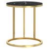 vidaXL Sidobord guld och svart marmor 45 cm h&auml;rdat glas