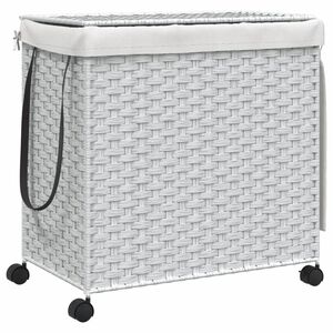 vidaXL Tv&auml;ttkorg med hjul vit 60x35x60,5 cm rotting