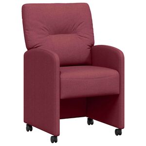 vidaXL Matstolar med hjul med hjul 2 pcs Vinr&ouml;d 57 x 67 x 95 cm tyg