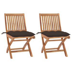 vidaXL Tr&auml;dg&aring;rdsstolar 2 st med taupe dynor massiv teak