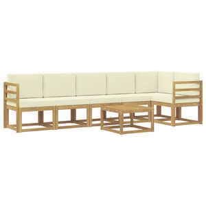 vidaXL Utomhussoffset med kudde 7 pcs Vit och gr&auml;dde Polyester