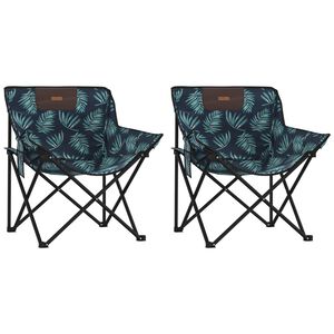 vidaXL Campingstolar med ficka f&auml;llbar 2 st bladm&ouml;nster