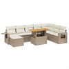 vidaXL Soffgrupp f&ouml;r tr&auml;dg&aring;rden med dynor 9 delar beige konstrotting