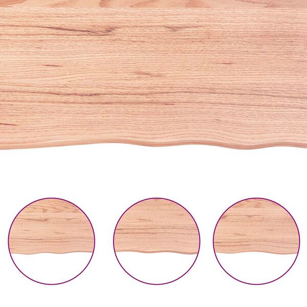 vidaXL Vägghylla ljusbrun 180x50x(2-4) cm behandlad massiv ek