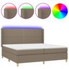 vidaXL Rams&auml;ng med madrass & LED taupe 200x200 cm tyg