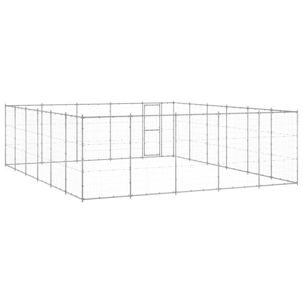 vidaXL Hundgård för utomhusbruk galvaniserat stål 36,3 m²