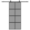 vidaXL Skjutd&ouml;rr med beslagssats svart 90x205 cm h&auml;rdat glas