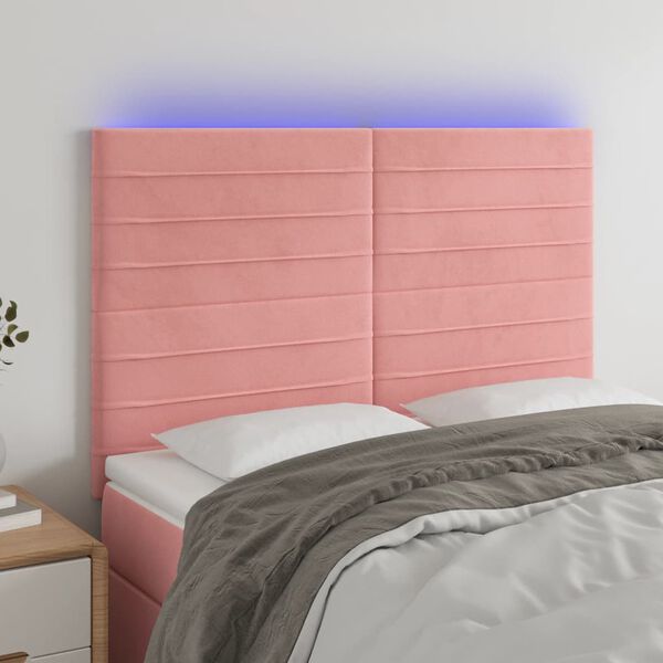 vidaXL S&auml;nggavel LED rosa 144x5x118/128 cm sammet