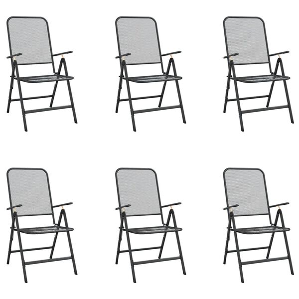 vidaXL Matgrupp för trädgården 7 delar antracit metallnät