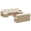 vidaXL Loungegrupp f&ouml;r tr&auml;dg&aring;rden m. dynor 11 delar beige konstrotting