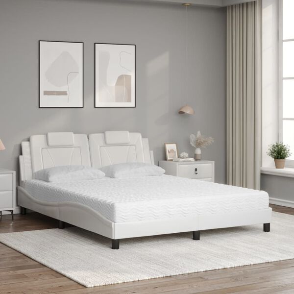 vidaXL Bed "Viana" with Mattress White 160x200 cm Faux Leather