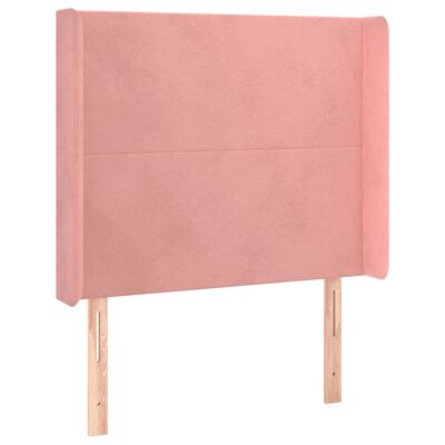 vidaXL Ramsäng med madrass rosa & LED 90x200 cm sammet