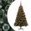 vidaXL Konstgjord julgran med kulor 120 cm 150 LED-lampor Varmvit