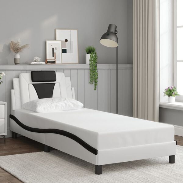 vidaXL Bed Frame "Viana" with LED without Mattress White and Black 80x200 cm