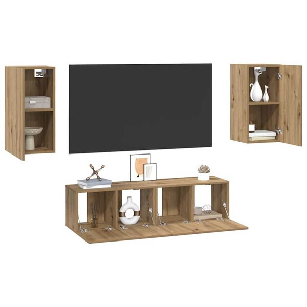 vidaXL TV-b&auml;nkset 4 pcs artisan ek 30.5 x 30 x 60 cm Konstruerat tr&auml;