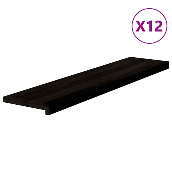 vidaXL Trappstegsmattor 12 pcs m&ouml;rkbrun 110x25x2 cm massiv ek