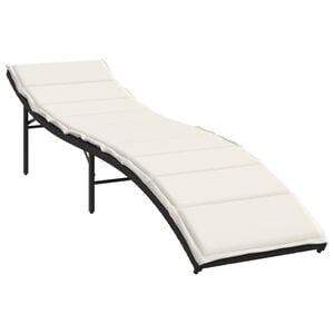 vidaXL Sols&auml;ng med dyna svart 55x199x50 cm konstrotting