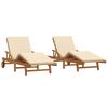 vidaXL Solstol 2 pcs Beige 200 x 67 x 84 cm Massivt Akaciatr&auml;