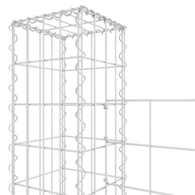 vidaXL U-formad gabionkorg med 5 stolpar järn 500x20x200 cm