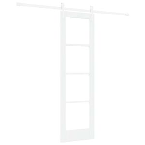 vidaXL Skjutd&ouml;rr Vit 61 x 198,5 cm Massivt talltr&auml; och glas