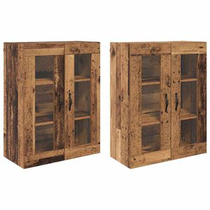 vidaXL V&auml;ggsk&aring;p 2 pcs Gammalt tr&auml; 69,5 x 34 x 90 cm Konstruerat tr&auml;