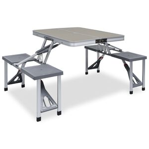 vidaXL Hopf&auml;llbart campingbord med 4 sitsar st&aring;l aluminium