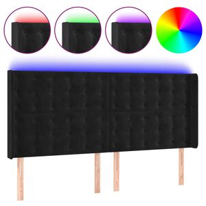 vidaXL S&auml;nggavel LED svart 163x16x118/128 cm sammet
