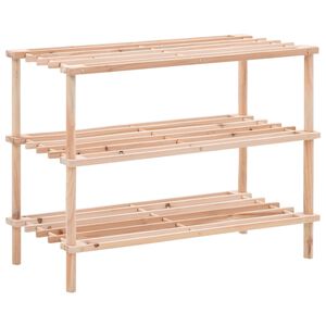 vidaXL Skohyllor 3 hyllplan massivt grantr&auml;