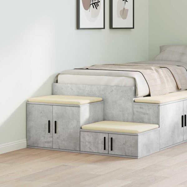 vidaXL F&ouml;rvaringssk&aring;p 2 pcs Betonggr&aring; 127 x 41 x 40 cm Konstruerat tr&auml;