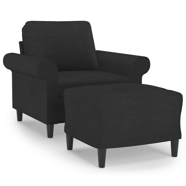 vidaXL F&aring;t&ouml;lj med fotpall Svart 60 cm tyg