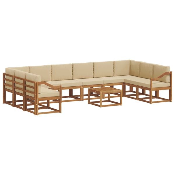 vidaXL Utomhussoffset med kudde 11 pcs Naturlig och Beige