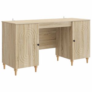 vidaXL Skrivbord Sonoma-ek 142,5 x 50 x 75 cm Konstruerat tr&auml;
