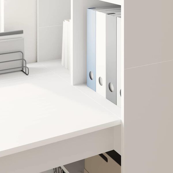 vidaXL Skrivbord med hylla Vit 122 x 67 x 145 cm Konstruerat trä