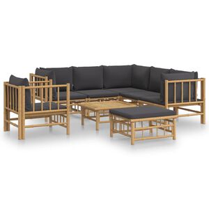 vidaXL Loungegrupp 8 delar m&ouml;rkgr&aring; dynor bambu
