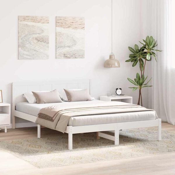 vidaXL S&auml;ngram Vit 140 x 200 cm Massivt talltr&auml;