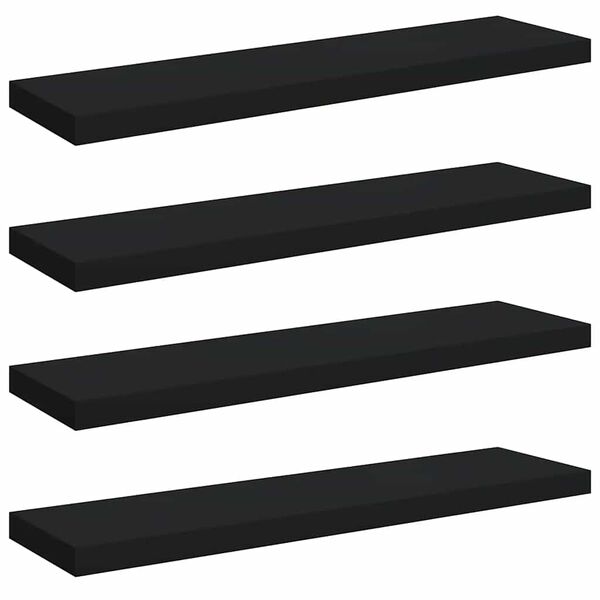 vidaXL Sv&auml;vande v&auml;gghyllor 4 st svart 90x23,5x3,8 cm MDF
