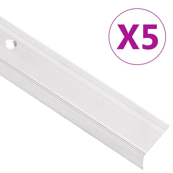 vidaXL Trappn&auml;sor i L-form 5 st aluminium 100 cm silver