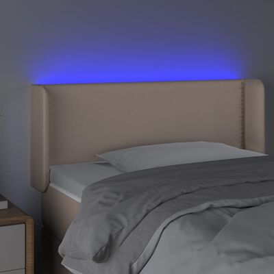 vidaXL Sänggavel LED cappuccino 93x16x78/88 cm konstläder