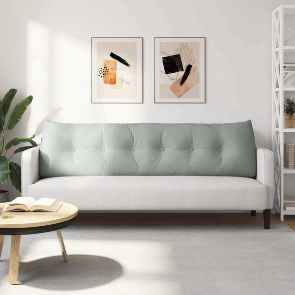 vidaXL Ryggkudde Ljusgr&aring; 180 x 24 x 50 cm Sammet