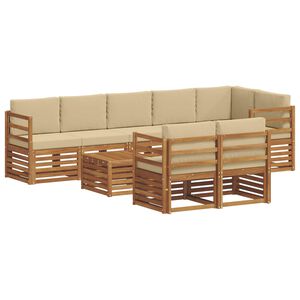 vidaXL Soffgrupper 9 pcs Naturlig och Beige Massivt Akaciatr&auml;