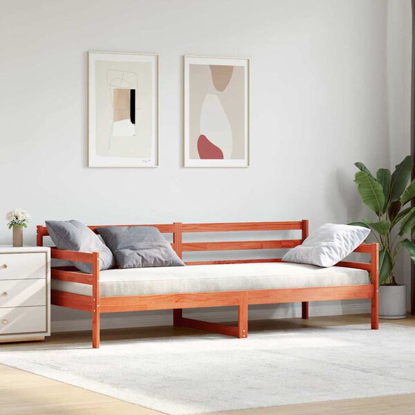 vidaXL Dagsäng med huvudgavel Vaxbrun Massiv furu