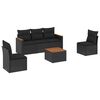 vidaXL Loungegrupp med dynor 6 delar svart konstrotting