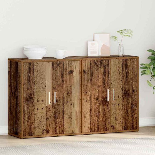 vidaXL Sideboard 2 pcs Gammalt tr&auml; 60 x 31 x 70 cm Konstruerat tr&auml;